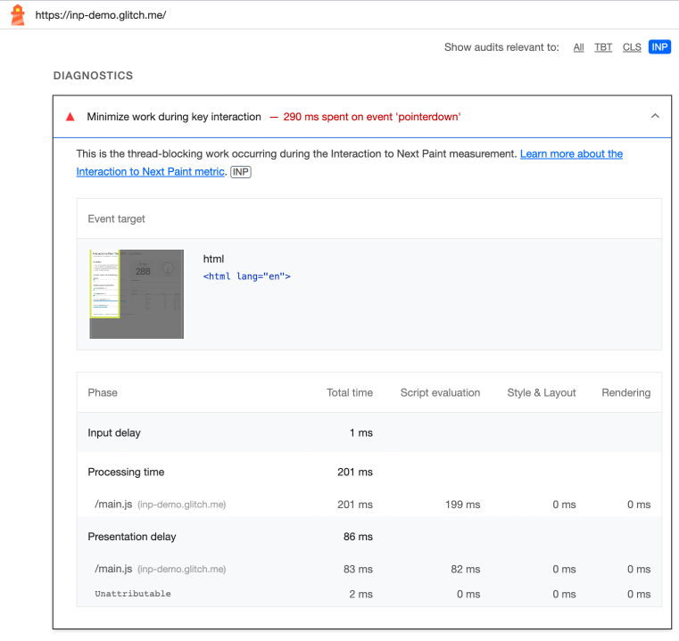 INP timespan scenario 1